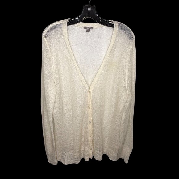J. Jill Womens XL Open-Front Lightweight Mohair Blend Cardigan Sweater Cream - Picture 1 of 8